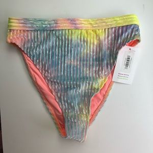 Dippin Daisy’s high waisted ultra swim bottoms cotton candy tie dye size small